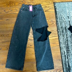 Edikted black ripped jeans size small unworn tags on
